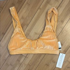 Orange Velvet Ribbed Bikini Top